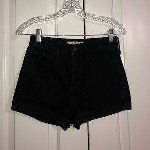 black denim high-rise hollister shorts